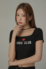 Square Neck Chuu Club Unbalanced T-Shirt