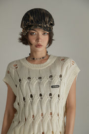 Hollow Sleeveless Knitted Sweater