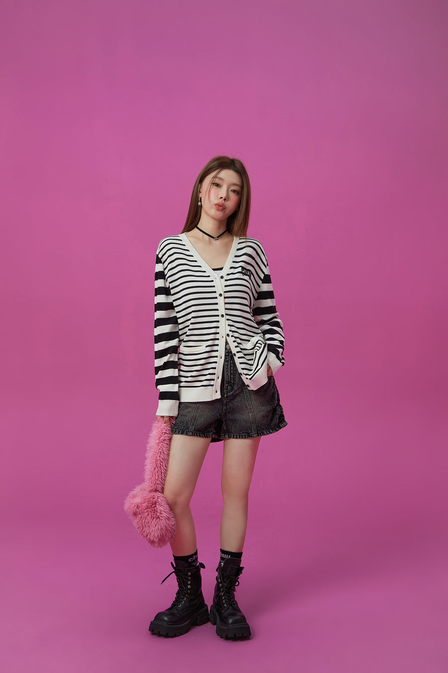 CHUU Striped Loose Fit Cardigan