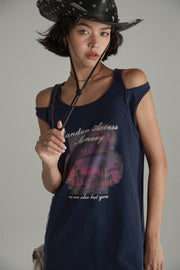 Random Access Memory Off The Shoulder Printed T-Shirt Dress