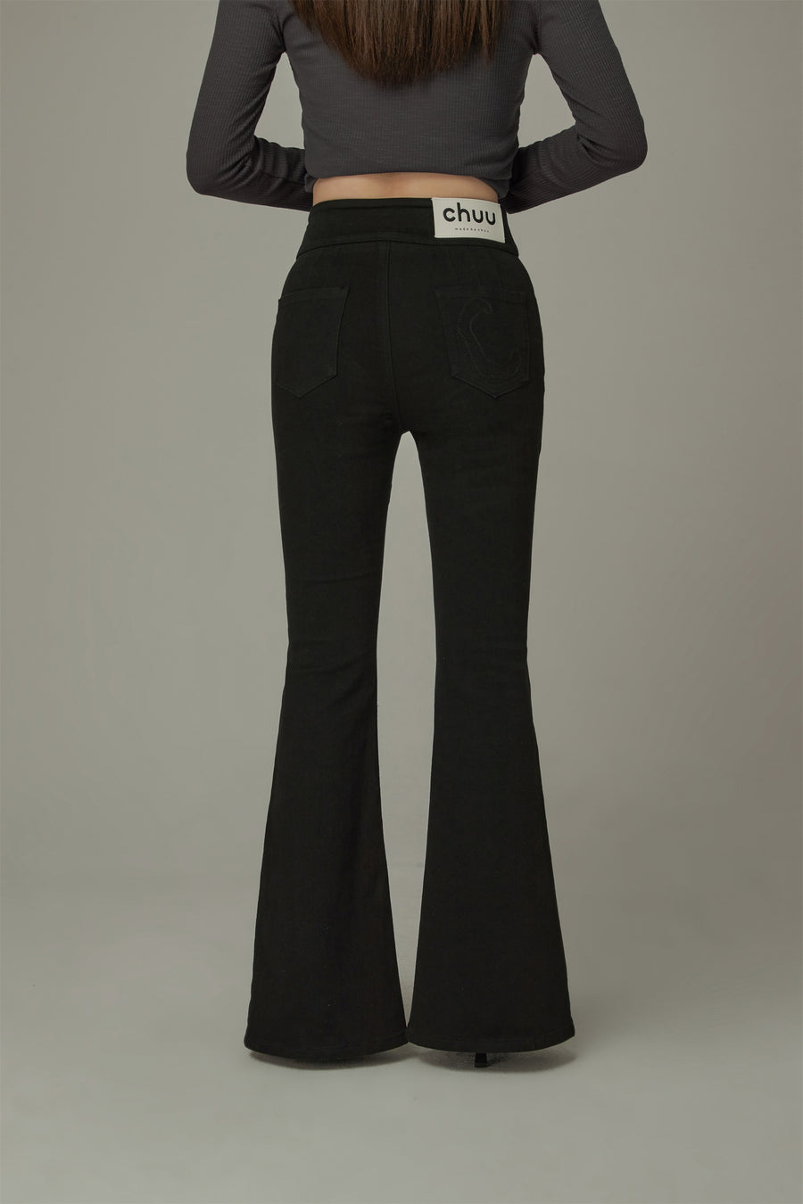 CHUU Front Ankle Slit Bootcut Pants