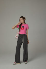 Side Slit String Casual Wide Pants