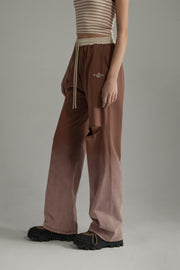 Distressed Wide-Leg Slit Training Pants