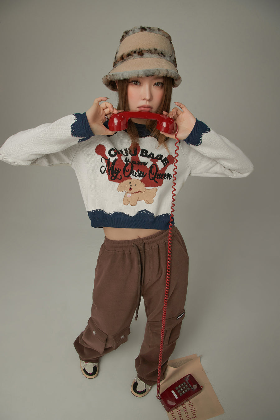 CHUU Puppy Color Lined Knit Sweater