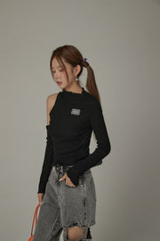 One Shoulder Slim Long Sleeve Top