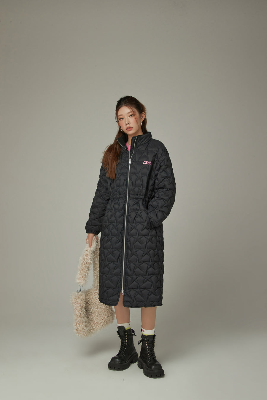 CHUU Star Quilted Padded Long Coat