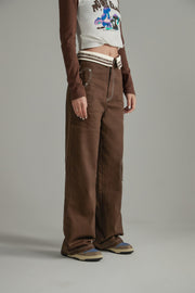 Heart Folded Waist Wide Pants