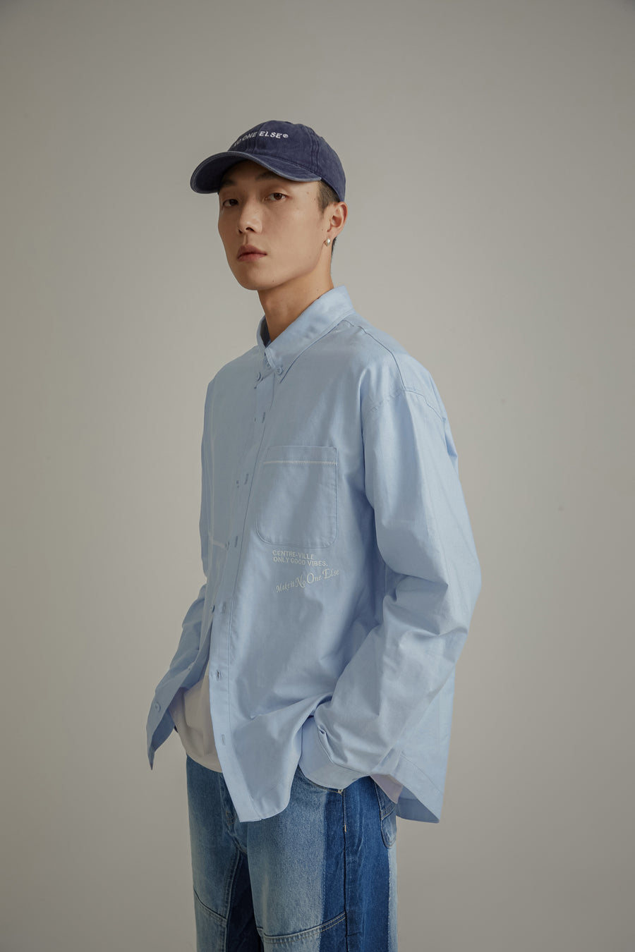 CHUU Pocket Embroidered Long Sleeve Shirt