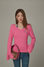 Rainbow Logo V-Neck Knit Sweater