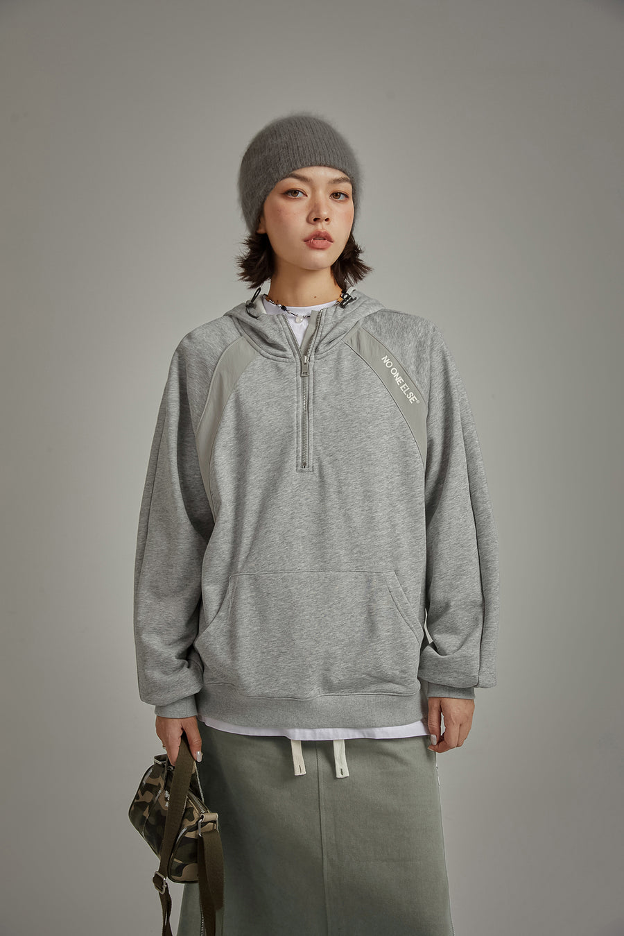 CHUU Half Zip-Up Boxy Hoodie