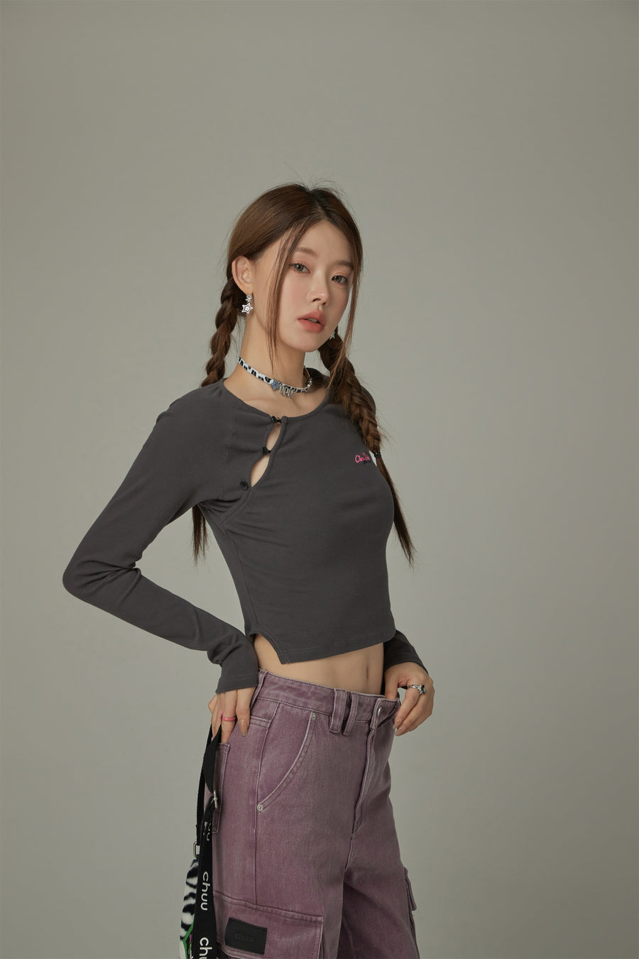 CHUU Button Long Sleeve T-Shirt