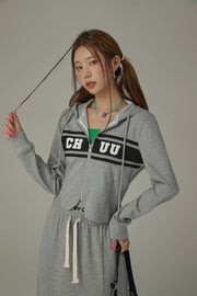 Logo Sporty Color Contrast Hooded Zip-Up