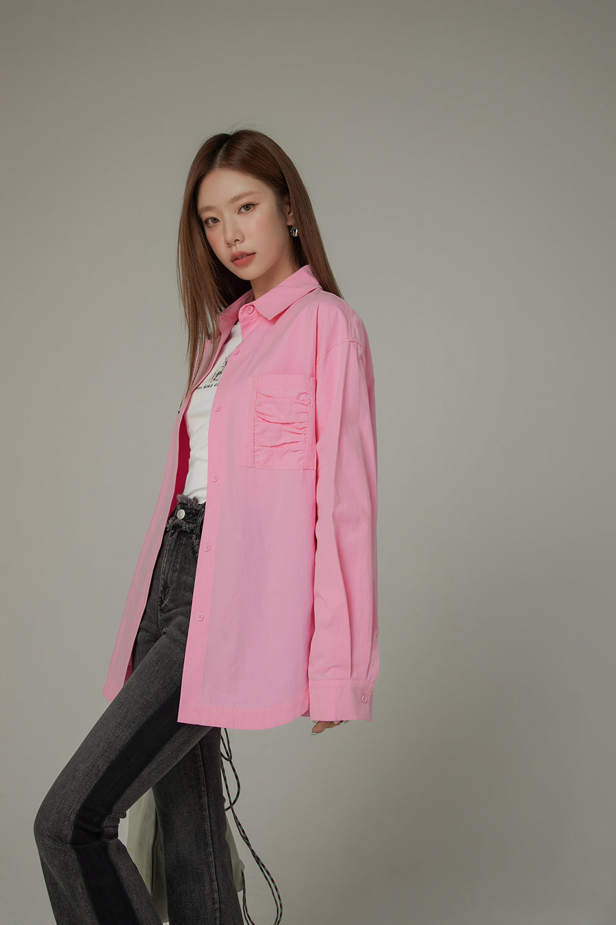 CHUU Heart Loose Fit Color Long Sleeve Shirt