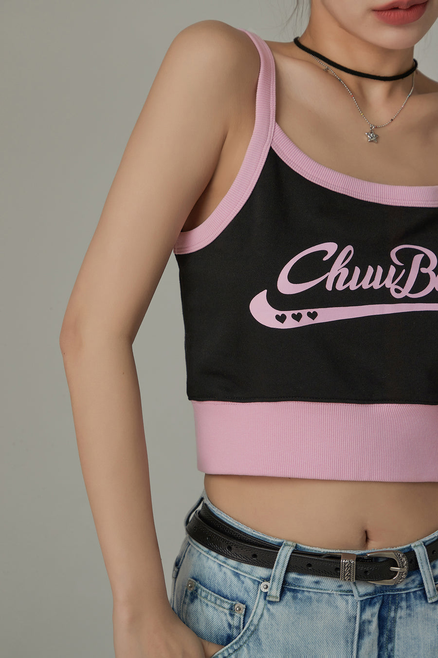 CHUU Chuu Babe Color Blocked Bustier Crop Top