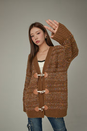 Multi Color Knit Heart Cardigan