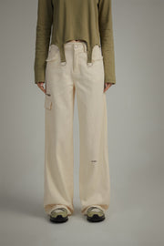 Frayed Sides Pocket Pants