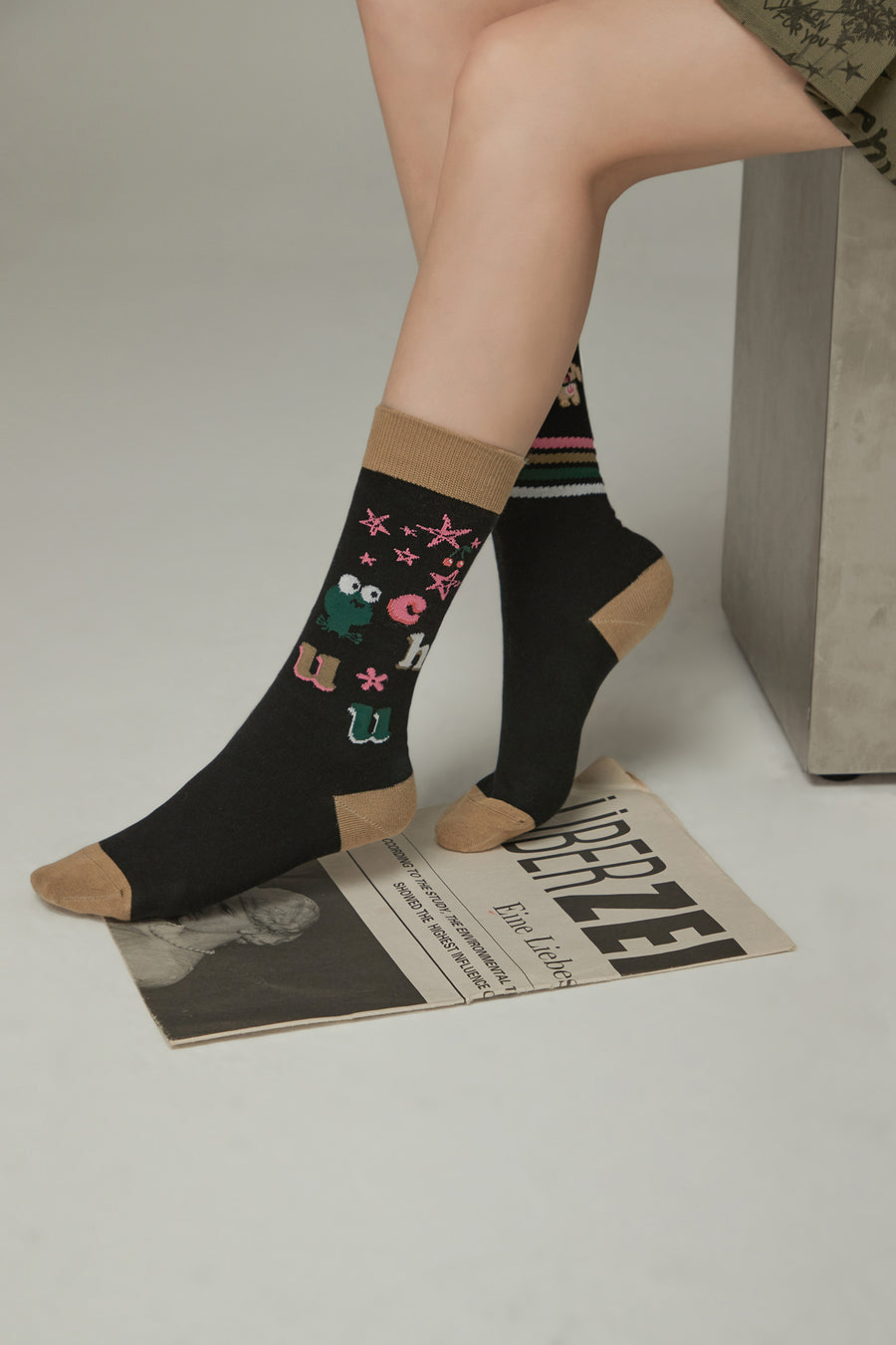 CHUU Animal Character Lined Color Socks