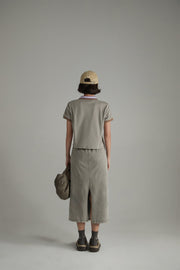 Open Collar Color Logo Sporty T-Shirt