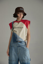 Colorblocked Loose-Fitting Sleeveless Boxy T-Shirt