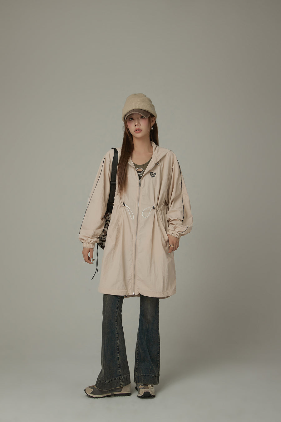 CHUU Basic Cinched String Hooded Jacket