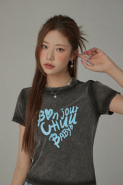 Bonjour Logo Lettering Sporty T-Shirt