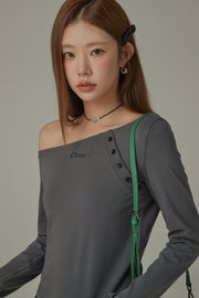 Logo One Shoulder Unbalanced T-Shirt