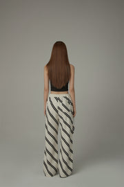 Diagonal Striped Leg Slits Training Wide Pants