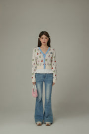 Cherry Hearts Knit Button Cardigan