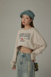 Size Doesnt Matter Cherry Crop Boxy Sweatshirt