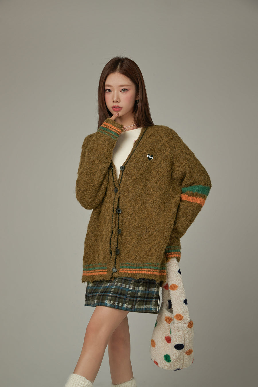 CHUU Color Striped Knit Cardigan