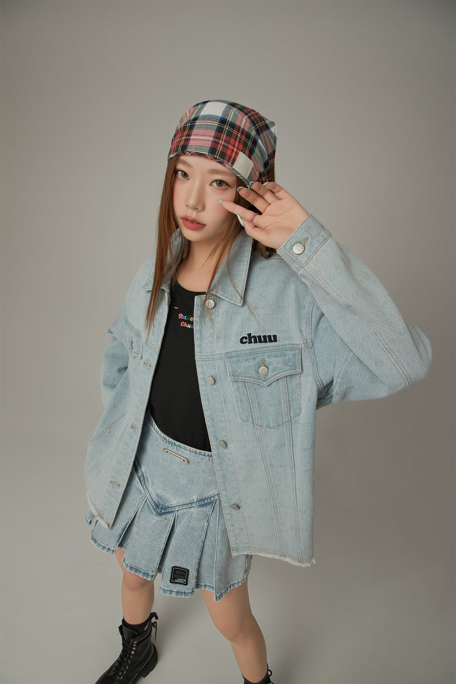 CHUU Logo Boxy Denim Jacket