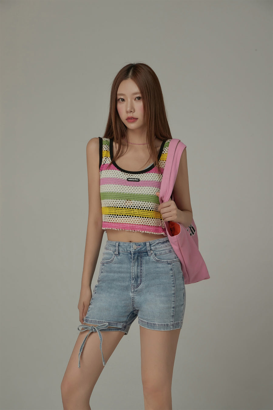 CHUU Ribbon Tie Denim Shorts