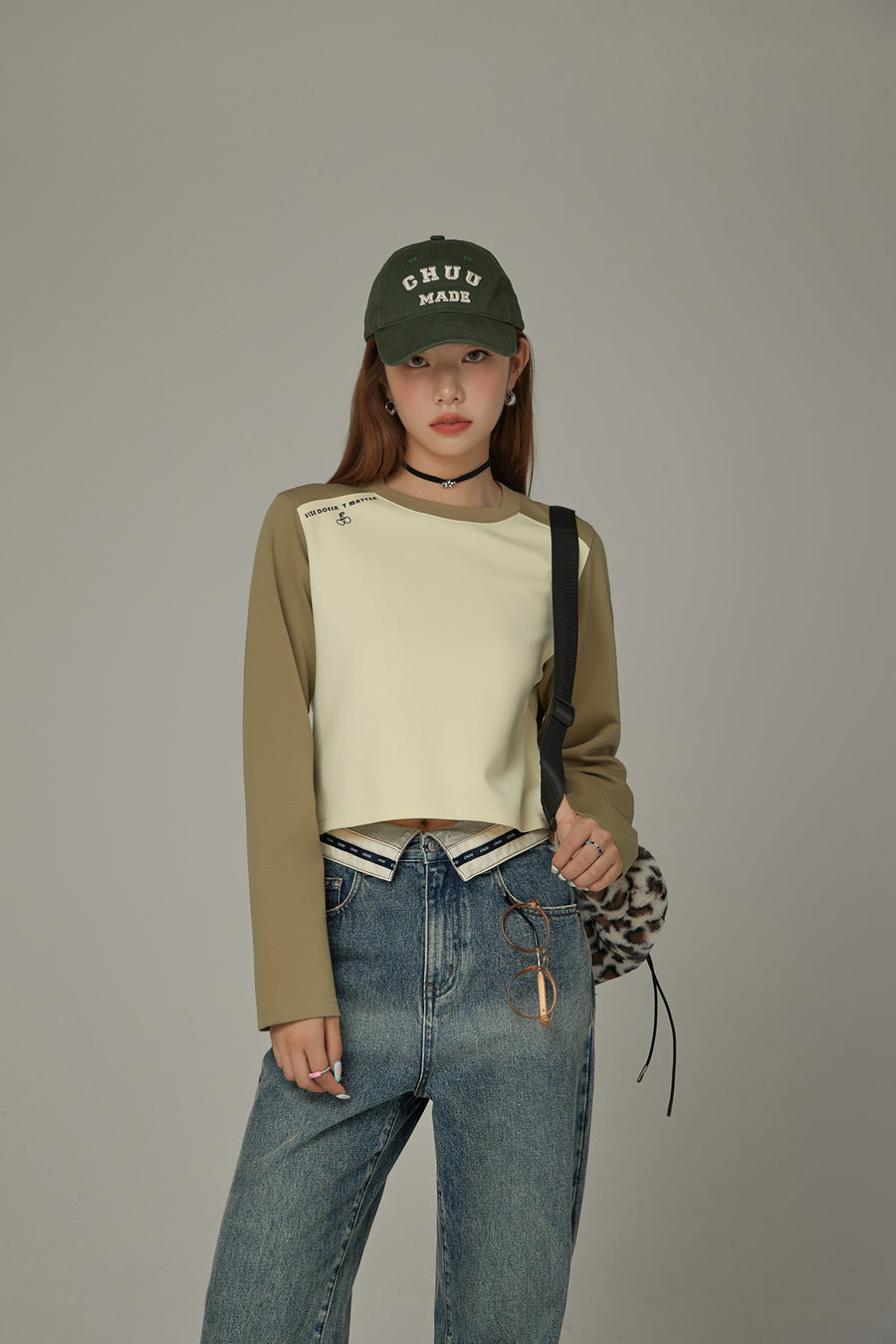 CHUU Color Matching Cropped T-Shirt