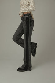 High Waist Frayed Bootcut Denim Jeans