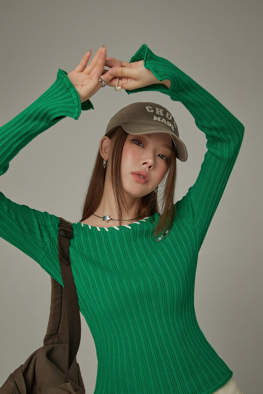 CHUU Color Ribbed Knit Top