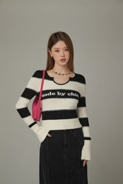 Logo Color Stripe Knit Sweater