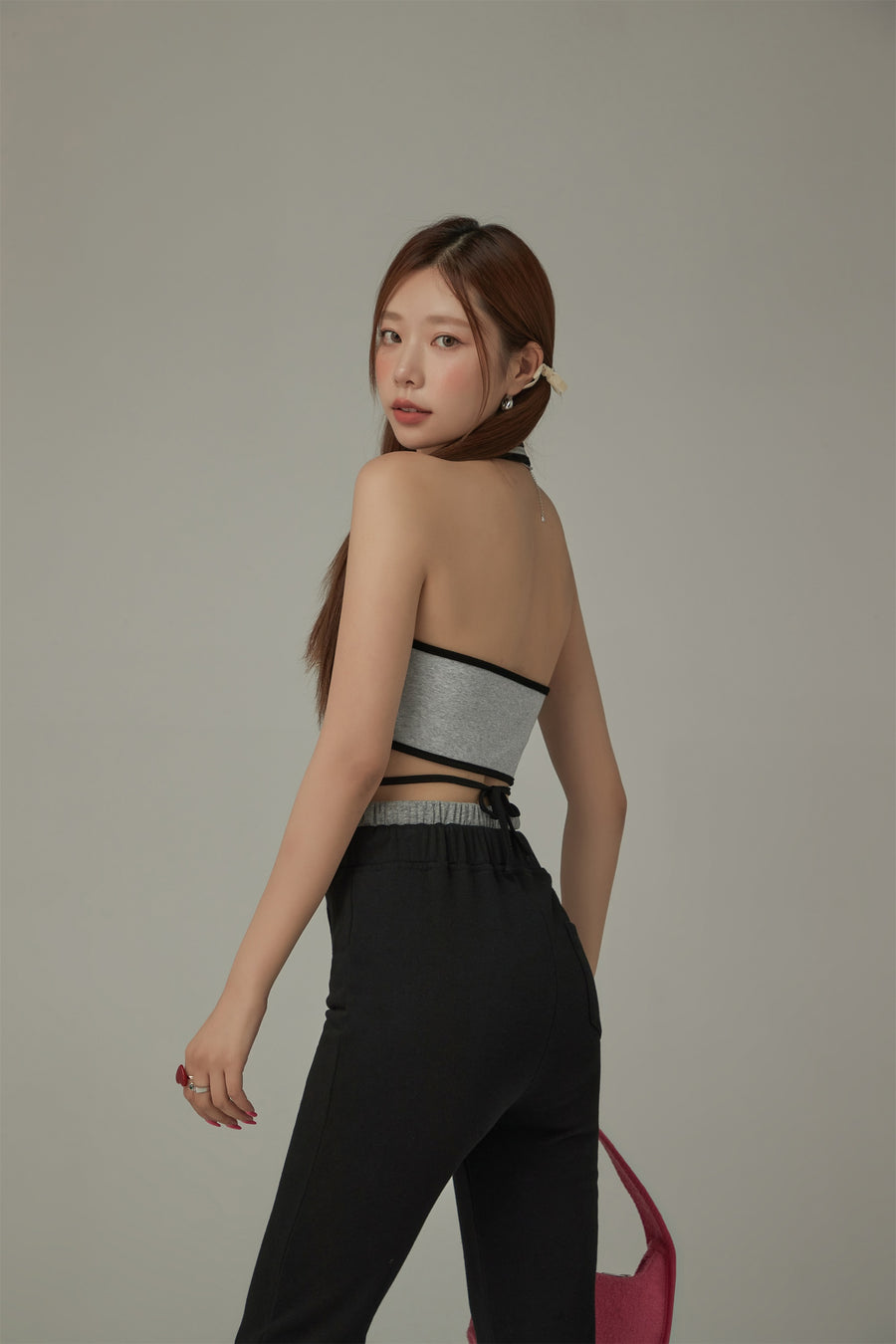 CHUU Logo Halter Criss Cross Sleeveless Top