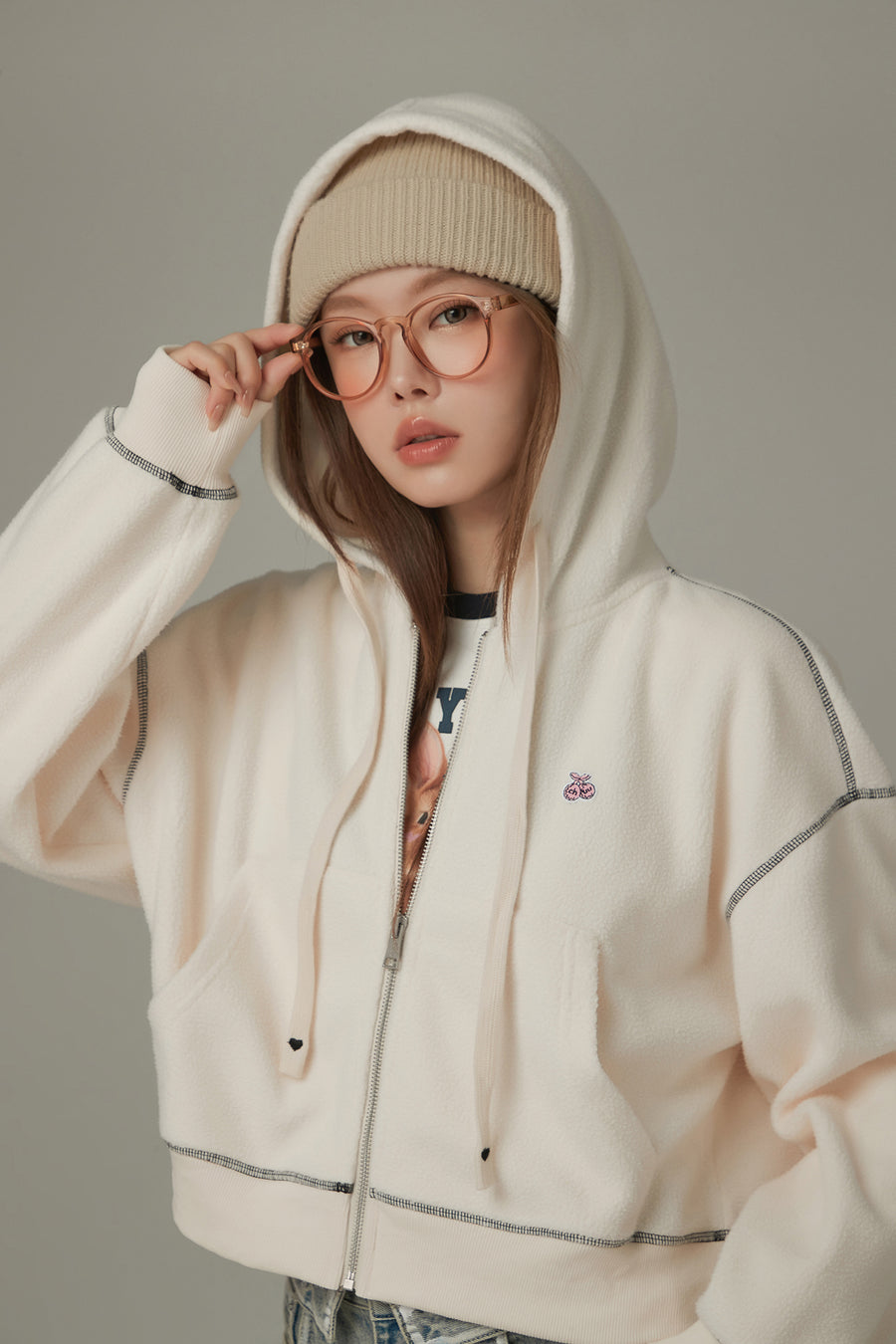 CHUU Fleece Hooded Zip-Up