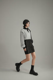 Contrast Color Polo Neck Dress