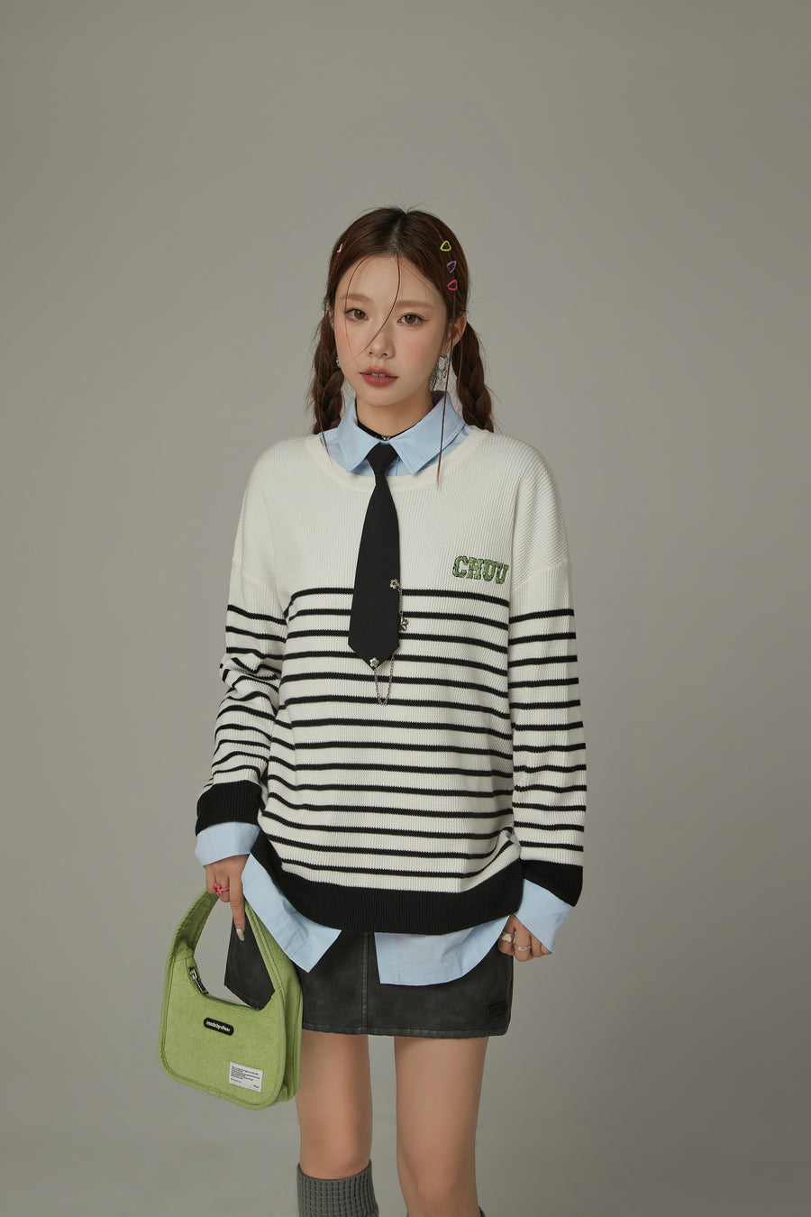 CHUU Stripe Long Sleeve Knit Sweater