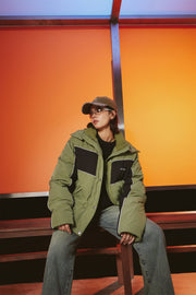 Color Combination Oversized Padded Jacket