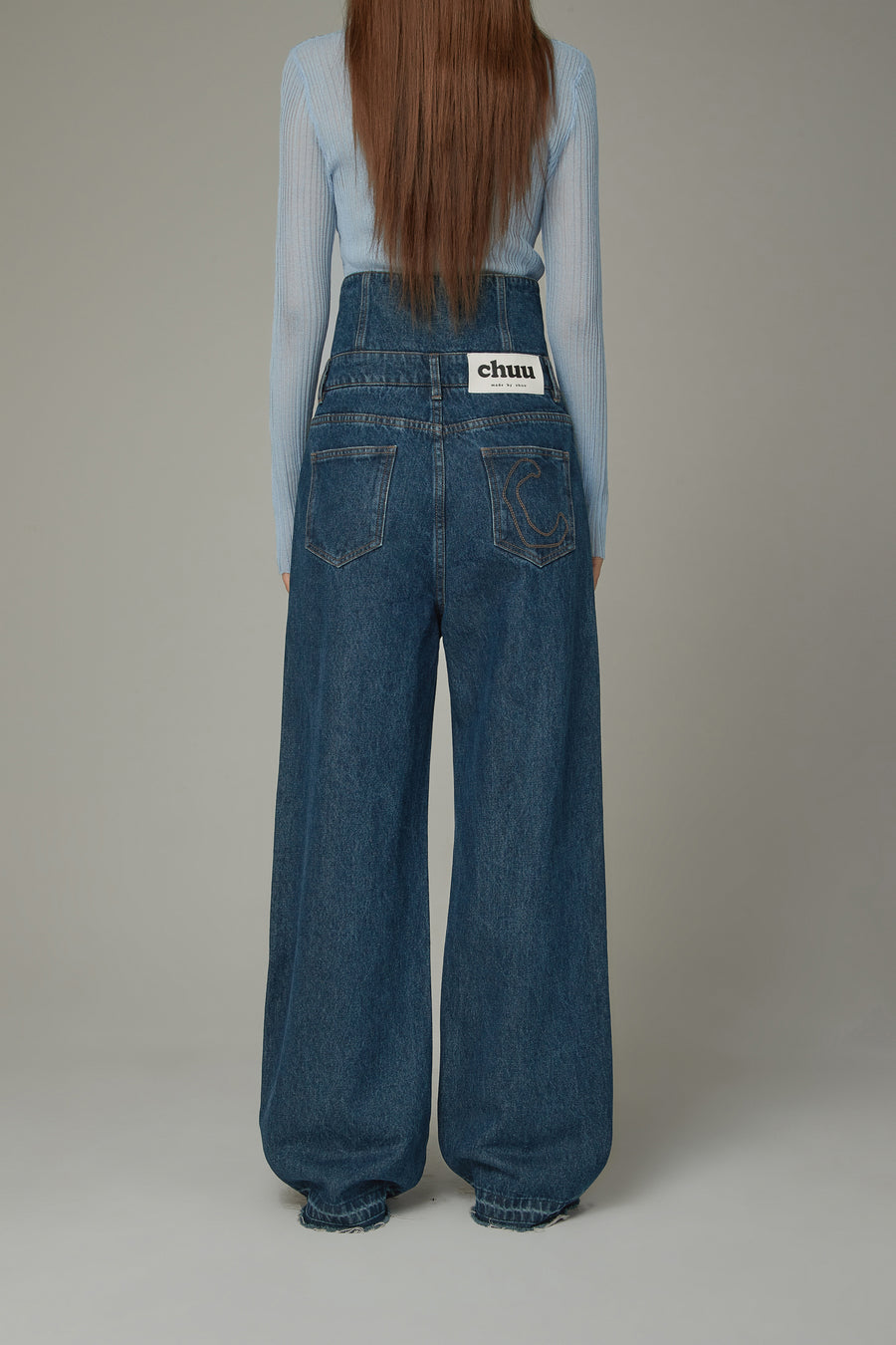 CHUU High Waisted Button Wide Denim Jeans