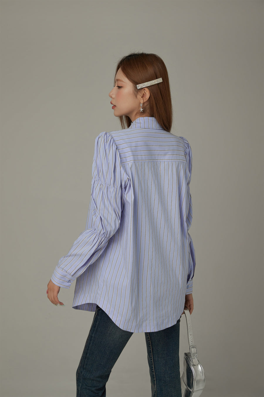 CHUU Heart Pocket Stripe Shirt