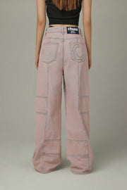 Wide Waist Band Straight Jeans