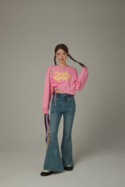 Logo Heart String Crop Sweatshirt