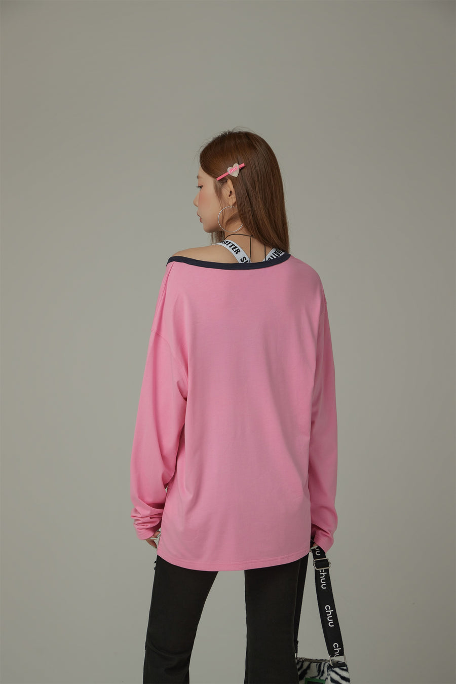 CHUU Color V Neck Loose Fit Long Sleeve Basic T-Shirt