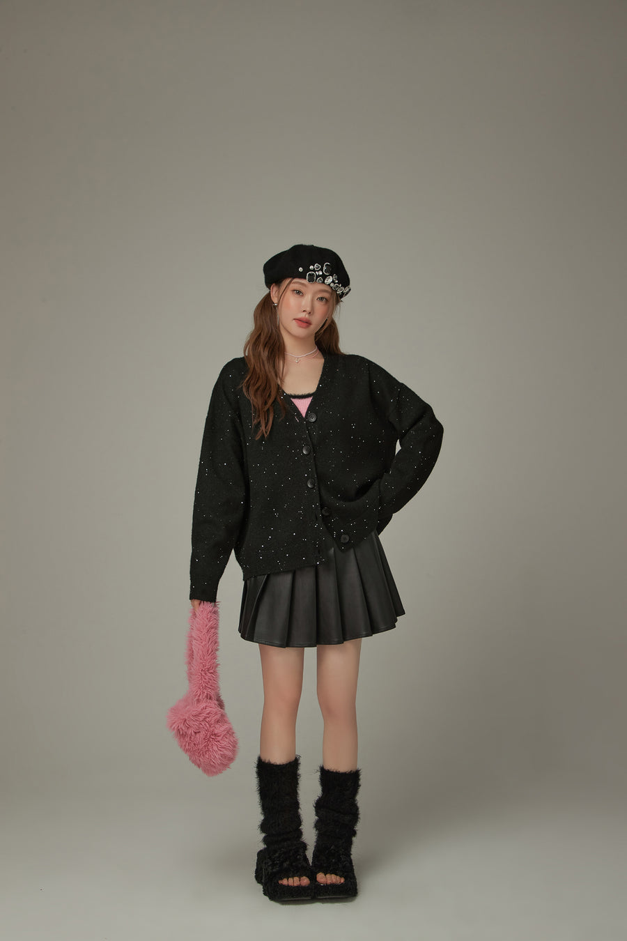 CHUU Specks Dotted V-Neck Knit Cardigan