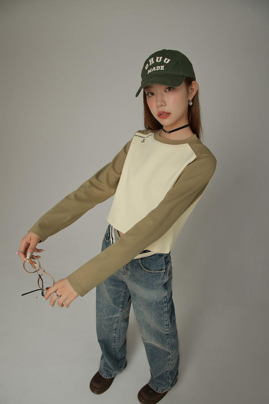 CHUU Color Matching Cropped T-Shirt