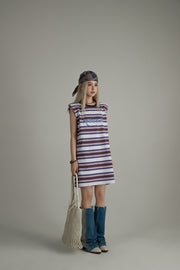 Striped Noe Center Logo Sleeveless T-Shirt Dress