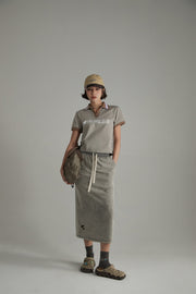 Open Collar Color Logo Sporty T-Shirt